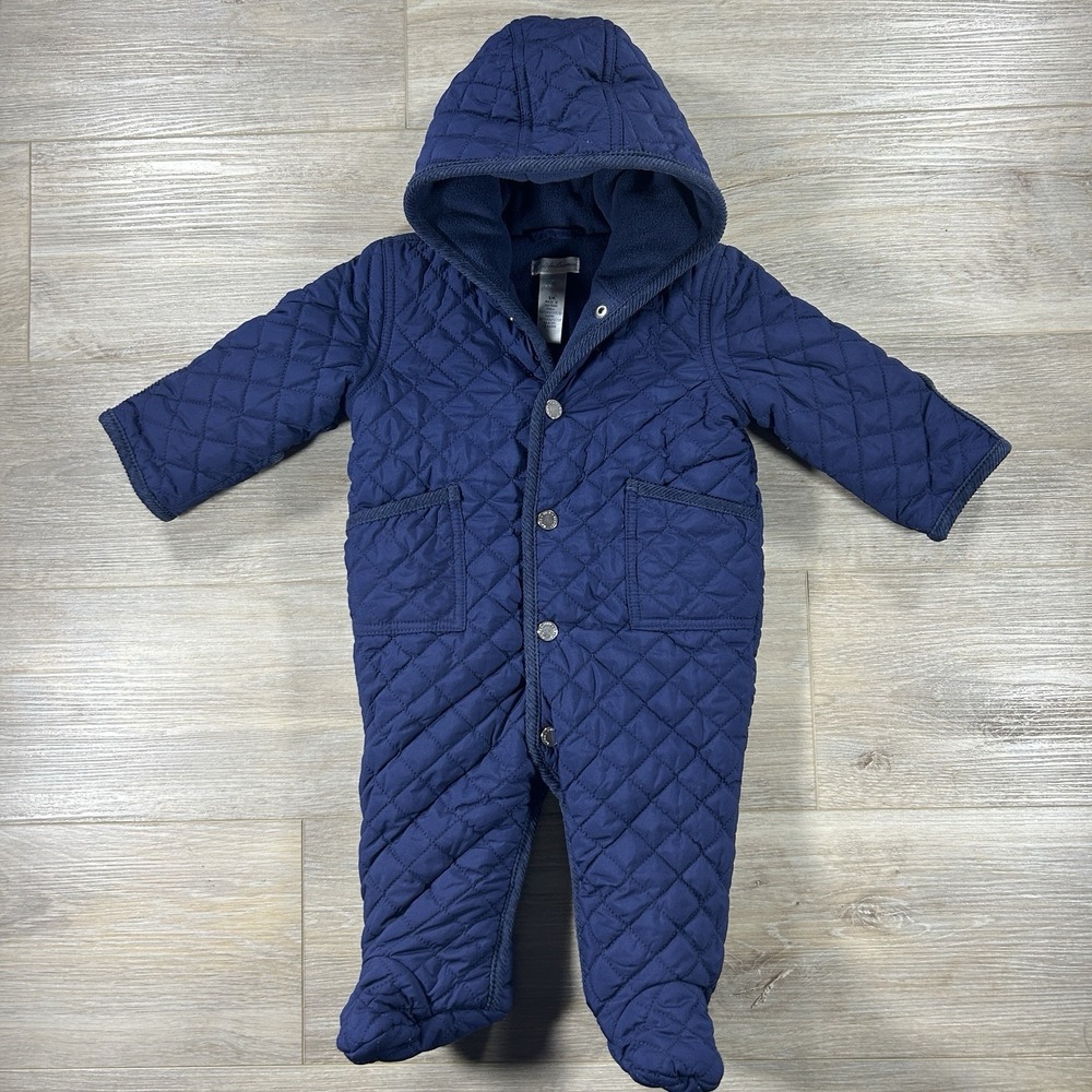 Ralph Lauren 6M Navy Blue Quilted Baby Bunting Snow Suit Winter Baby Designer
